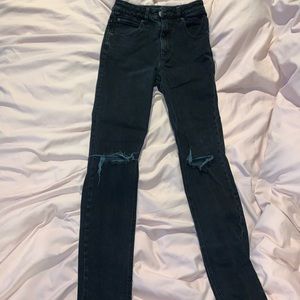 [ASOS] High waisted ripped black jeans